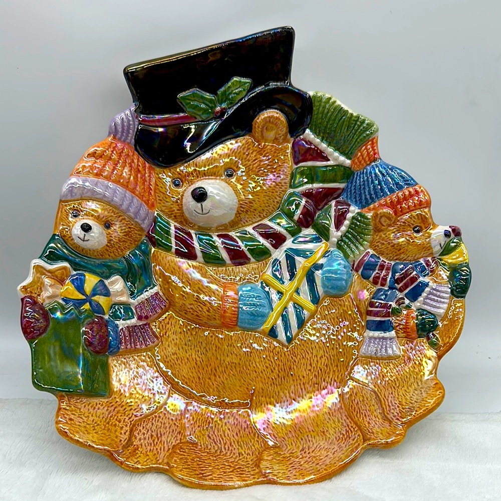 Christmas Vintage Iridescent Cookie/Candy Serving Plate